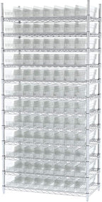 Akro-Mils 30128 Plastic Shelf Bins, Heavy Duty Storage Bins for Garage, Closet, and Drawer Organization, 18-Inch x 4-Inch x 4-Inch, Clear, 12-Pack