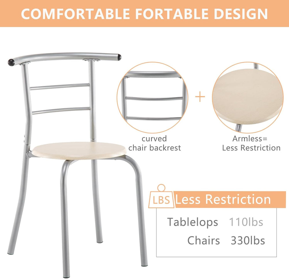 VINGLI 3 Piece Dining Set, Small Kitchen Table Set for 2, Breakfast Table Set...