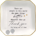 Thank You Gifts for Women - 4"x4" Ceramic Jewelry Dish Tray - Appreciation Inspirational Gifts for Women Employee Coworker Teacher Friends (White-Thank You)
