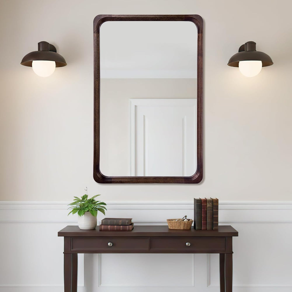 Black Walnut Wood Rustic Bathroom Mirror 26 x 40 Inch for Wall