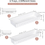 6 PCS Desk Drawer Organizer, Bathroom Drawer Organizer Trays with Dividers Adjustable, Makeup Organizer Bins for Vanity Clothes Junk Kitchen Utensil