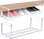 CroBlissful 2 Pcs Expandable Shoe Rack Organizer for Closet 16.5-31.5 Inch Adjustable Retractable Hanging Cabinet Shoe Shelf Dorm Room Storage for Space Saving (White)