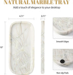 Koville Marble Tray, 10"x5" Marble Vanity Tray for Bathroom Countertop Kitchen Sink, Rectangular Stone Tray for Perfume Fragrance Jewelry Organizer, Decorative Catchall Tray(Bianco Palomino)