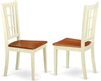East West Furniture MZNI5-WHI-W 5 Piece Dining Table Set for 4 Includes a Rectangle Kitchen Table with Dropleaf and 4 Dining Room Chairs, 36x54 Inch, Buttermilk & Cherry