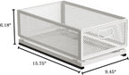 Sliding Cabinet Basket Organizer Drawer Self Adhesive Slide out Pantry Shelves Heavy Duty Carbon Steel Slide Cabinet Storage Basket with Handle for Bathroom Kitchen Home