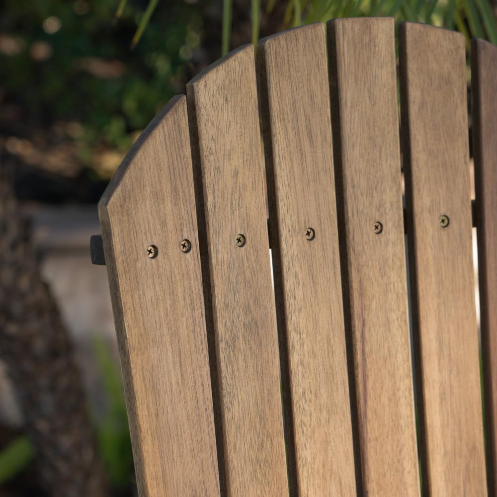 Saiveina Outdoor Acacia Wood Adirondack Barstools, Set of 2, Natural Stained