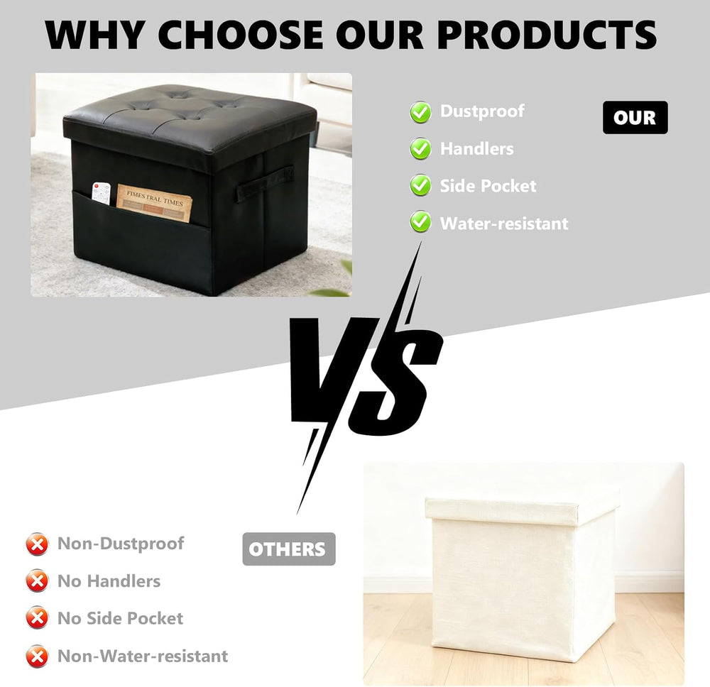 ALASDO Storage Ottoman Footrest Stool Small Ottoman with Storage Foldable Ott...