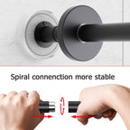 Stretchable 304 Stainless L Shaped Bathroom Bathtub Corner Shower Curtain Rod Rack (Black 24"-69" x 24"-85", Maximum size 114''), Drill Free Install, for Bathroom,Clothing Store,Private space