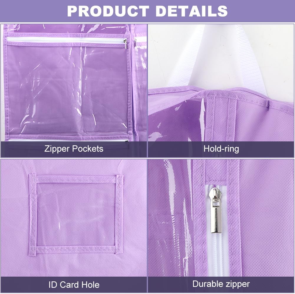 Hanging Dance Garment Bag, 40" Waterproof Hanging Garment Bag with 4 Pockets Kids Garmen-t Bags For Hangin-g Clothes for Dance Costumes,Sports,Theatre,Beauty Pageants(COLOR:Purple)