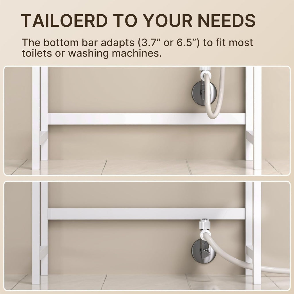 Gizoon 3 Tier Over The Toilet Storage Cabinet, Bamboo Bathroom Over Toilet Storage with Adjustable Shelves，Space-Saving Freestanding Shelves, 10.24"D x 24.8"W x 66.93"H, for Bathroom, Laundry Rooms