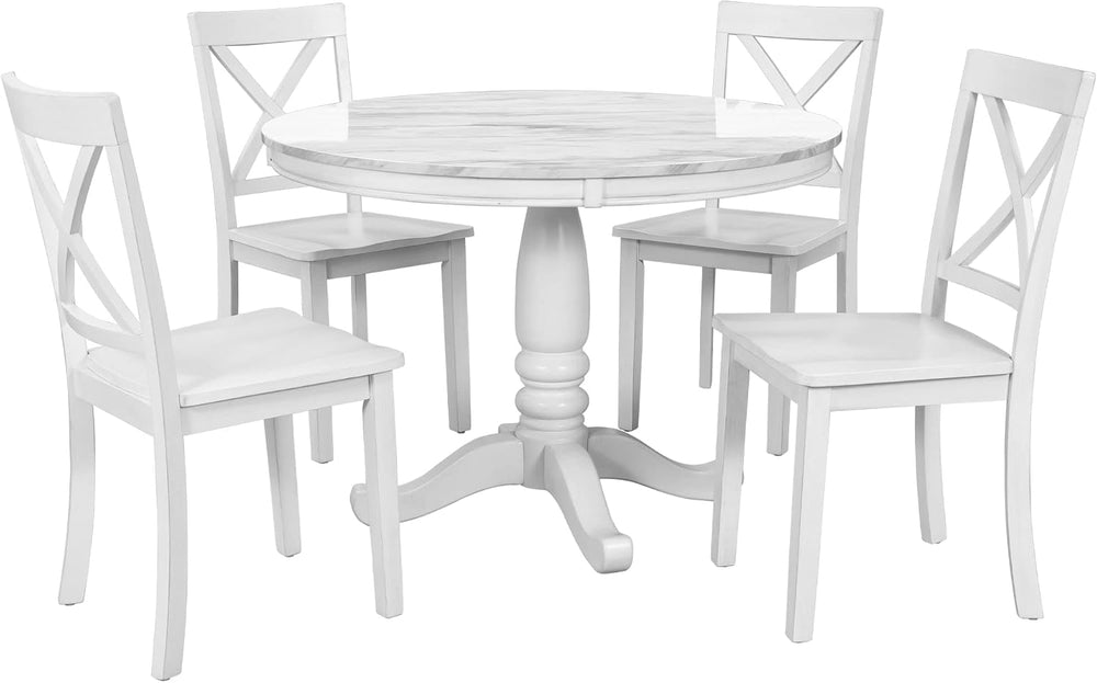 Round Dining Table Set for 4 with Chairs , 5 Pieces French Country Farmhouse ...