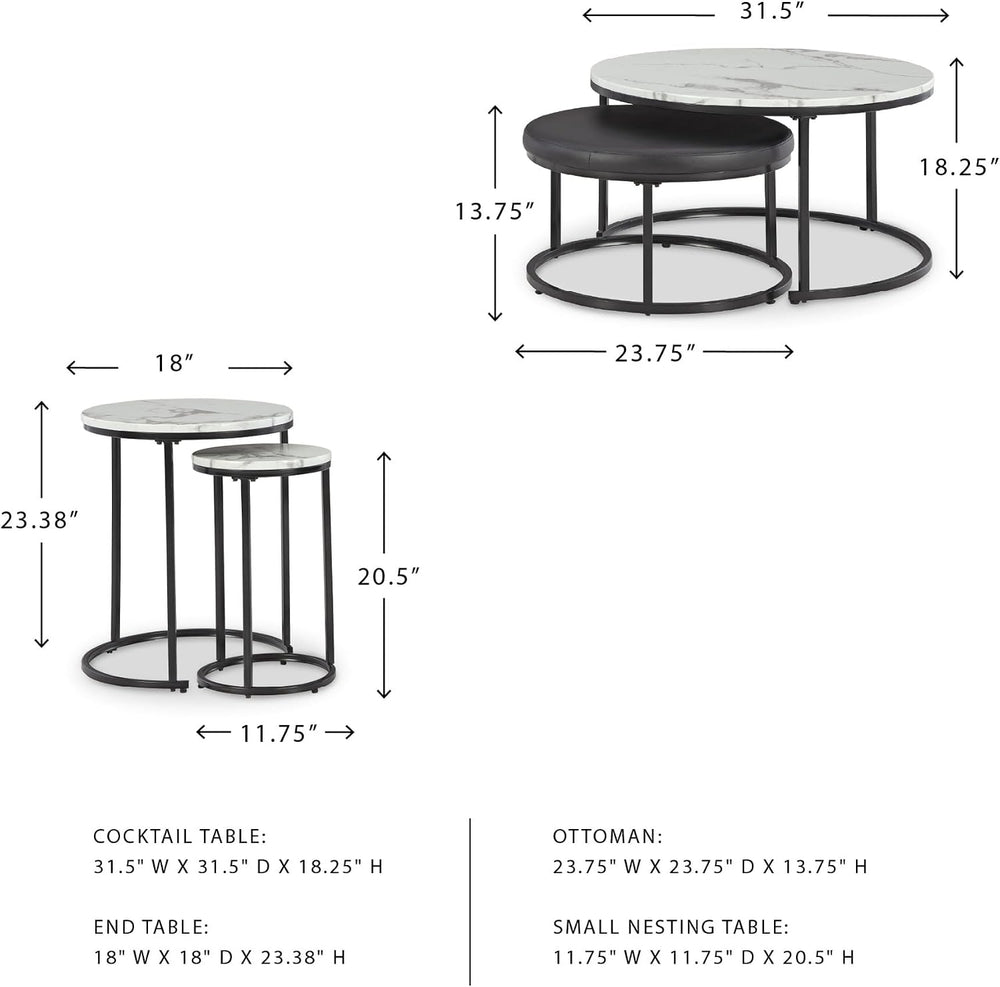 Signature Design by Ashley Jusmour Modern Nesting Table Set with Faux Leather...