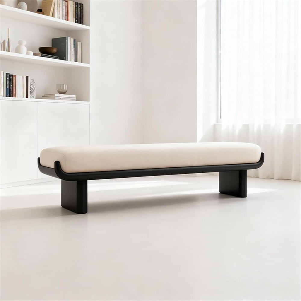 Modern Wooden and Fabric Long Shoe-Changing Bench for Living Room and Bed end...