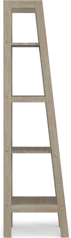 SIMPLIHOME Sawhorse SOLID WOOD 24 Inch Modern Industrial Ladder Shelf in Distressed Grey, For the Living Room, Study Room and Office