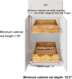 DINDON 2 Tier Wood Pull Out Cabinet Organizer (11" W x 18" D) Slide Out Wood Drawer, Two Tier Pull Out Shelf Organization and Storage…