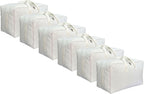 Soft Large Canvas Comforter Storage Bags with Four Carrying Handles and Clear Window, Closet Organizer for Clothing, Blankets Sheets Pillows and Bedding, 80L, 6 Pack, White