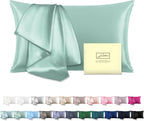 SUATIEN Mulberry Silk Pillow Cases Queen Size Silk Pillowcase for Hair and Skin with Zipper Soft Breathable Smooth Cooling Silk Pillow Case for Sleeping,Gifts for Women (Sage Green,20"X 30",1Pcs)