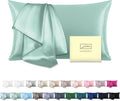 SUATIEN Mulberry Silk Pillow Cases Standard Size Silk Pillowcase for Hair and Skin with Zipper Soft Breathable Smooth Cooling Silk Pillow Case for Sleeping,Gifts for Women (Sage Green,20"X 26",1Pcs)