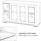 Costzon Kitchen Storage Sideboard, Antique Stackable Cabinet for Home Cupboard Buffet Dining Room (Black Sideboard with Sliding Door Window)