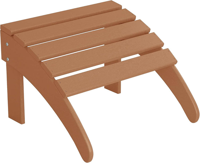 WO Home Furniture HDPE Folding Adirondack Ottoman, Teak