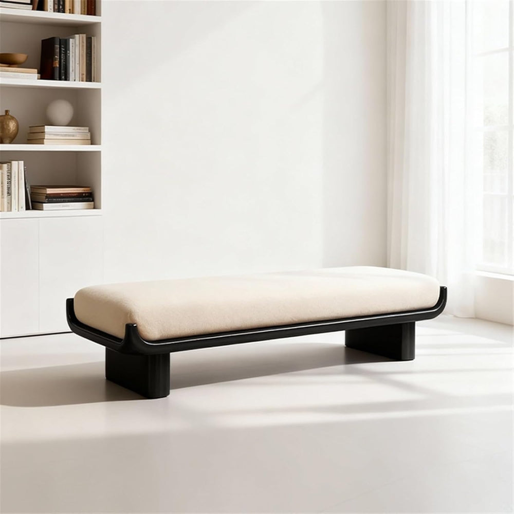 Modern Wooden and Fabric Long Shoe-Changing Bench for Living Room and Bed end...