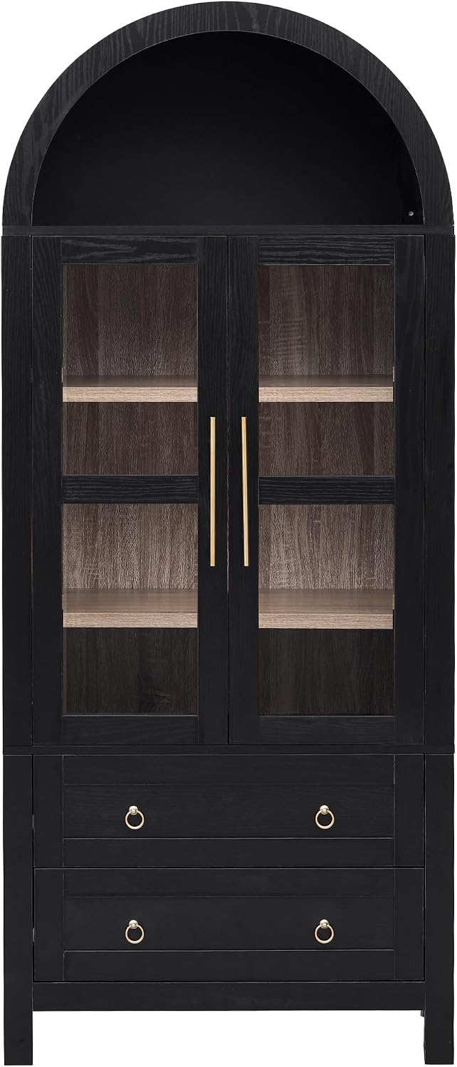 LUMISOL Tall Kitchen Pantry Cabinet with 2 Large Drawers, 71" Arched Sto...
