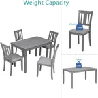 LUMISOL 5-Piece Modern Dining Set, Rectangular Wooden Kitchen Table with 4 Upholstered Chairs for Kitchen, Dining Room, Living Room, Grey