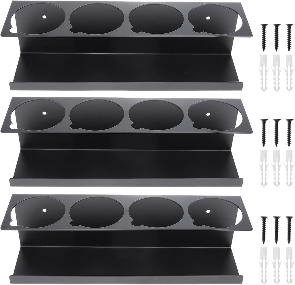 RealPlus Aerosol Spray Can Holder Rack Organizer, 4 Can Spray Bottle Holder Heavy-Duty Steel Wall Mounted for Garage and Workspace, Pack of 3