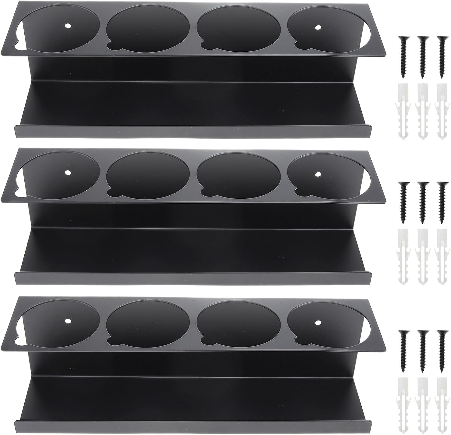 RealPlus Aerosol Spray Can Holder Rack Organizer, 4 Can Spray Bottle Holder Heavy-Duty Steel Wall Mounted for Garage and Workspace, Pack of 3