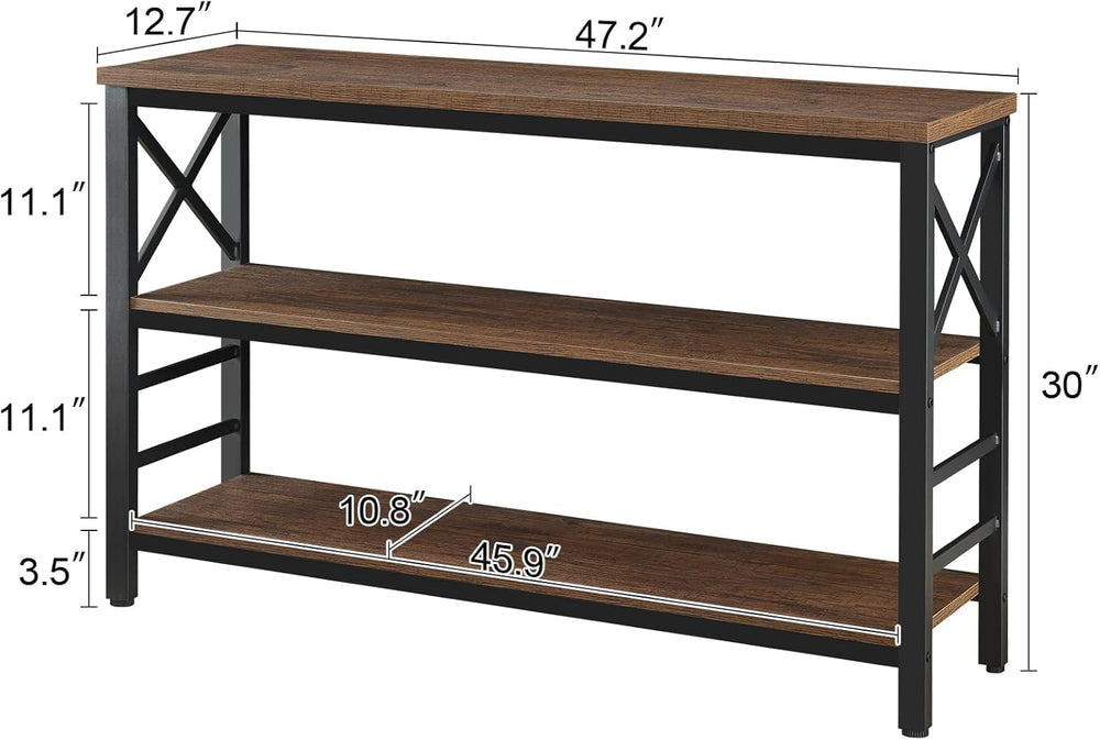 Hombazzar 3-Tier Sofa Table,Console Tables for Entryway,Brown 47" | Stab...