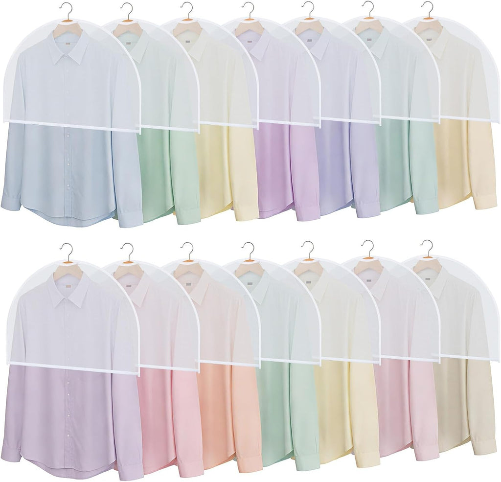 Patelai 8 Pcs Shoulder Covers for Hanging Clothes 24 x 12 Inches Plastic Hanger Garment Dust Covers Breathable Protectors for Closet Storage Suit, Coats, Jackets (Translucent)