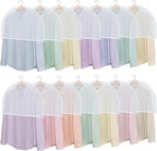 Patelai 8 Pcs Shoulder Covers for Hanging Clothes 24 x 12 Inches Plastic Hanger Garment Dust Covers Breathable Protectors for Closet Storage Suit, Coats, Jackets (Translucent)