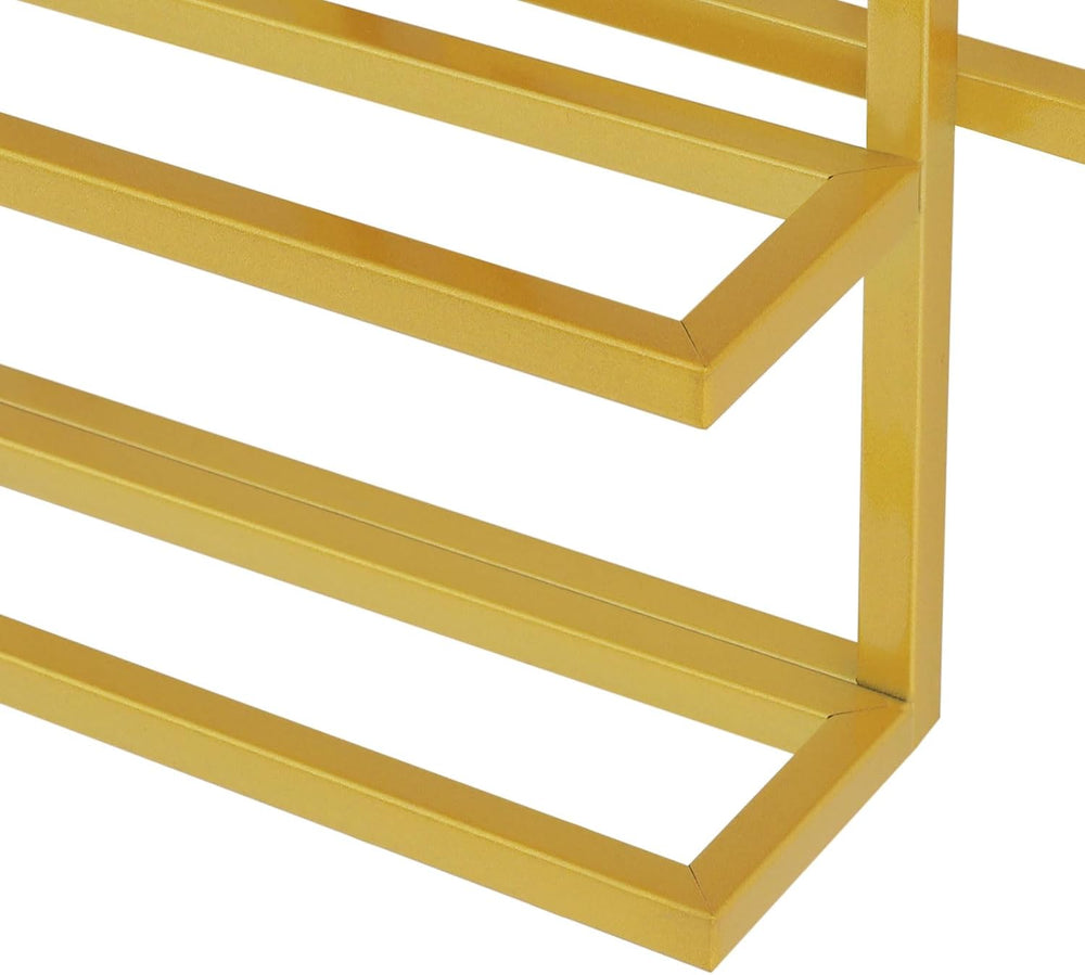 Modern Wall Mounted Wine Rack, Geometric Gold Steel Wine Storage Shelf with 8...