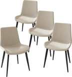 Dining Chairs, Modern PU Leather Dining Room Chair with Sturdy Metal Legs, Upholstered Seat Dinner Chairs Accent Side Chairs for Indoor Kitchen Living Room Restaurant Cafe (Cream, Set of 4)