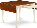 East West Furniture MZDA5-WHI-W 5 Piece Dining Set Includes a Rectangle Dining Room Table with Dropleaf and 4 Wood Seat Chairs, 36x54 Inch, Buttermilk & Cherry