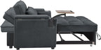 3 in 1 Queen Loveseat Convertible Sofabed Modern Living Room Multifunctional Sleeper Sofa Convertible Spacious Sofa Bed W/Pull Out Sleeper Couch Bed Armrests Storage,Cupholders,USB Ports ,Side Table