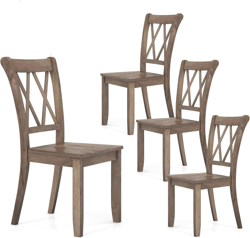 GOFLAME Wooden Dining Chairs Set of 4, Mid-Century Farmhouse Kitchen Side Cha...