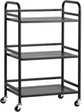 HDANI 3 Tier Rolling Cart,Heavy Duty Multifunctional Metal Frame-Supports 22 Lbs Per Tier,Mesh Rolling Cart with 2 Lockable Wheels for Office,Home,Bedroom,Kitchen,Bathroom,Black