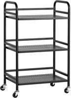 HDANI 3 Tier Rolling Cart,Heavy Duty Multifunctional Metal Frame-Supports 22 Lbs Per Tier,Mesh Rolling Cart with 2 Lockable Wheels for Office,Home,Bedroom,Kitchen,Bathroom,Black