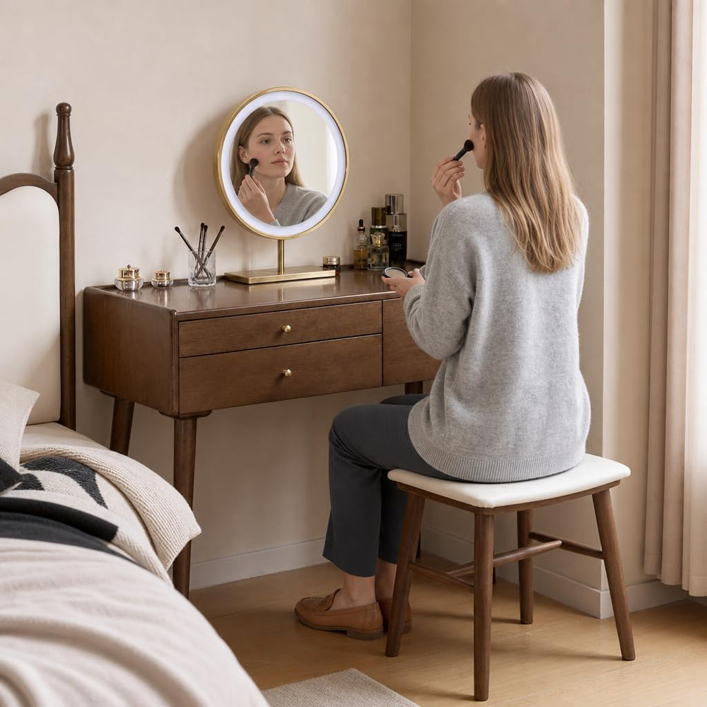 Vanity Desk, Solid Rubberwood Dressing Table, Study Desk and Vanity Table for...