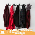 15 Pack Coat Hooks Wall Hooks for Hanging, Heavy Duty Double Prong Metal Hook Wall Mounted for Living Room, Bathroom, Kitchen, Bedroom for Coat, Bag, Scarf, Towel, Hat, Key, Cup (Black)