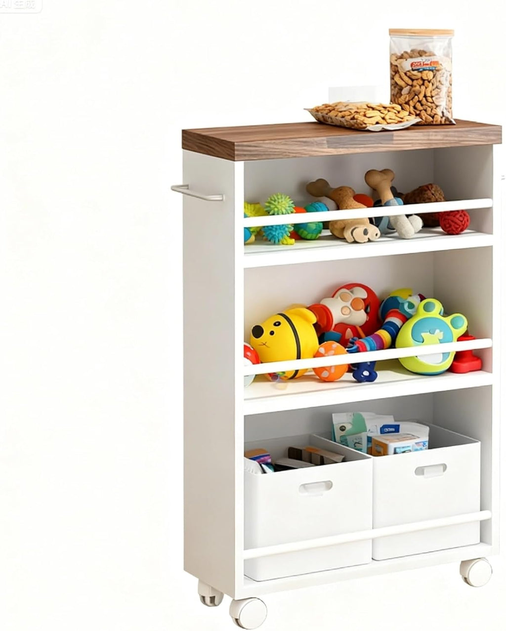 Slim Rolling Storage Cart - 4-Tier Narrow Utility Cart for Small Spaces, Versatile Bathroom, Kitchen & Laundry Room Organizer with Handle on Wheels