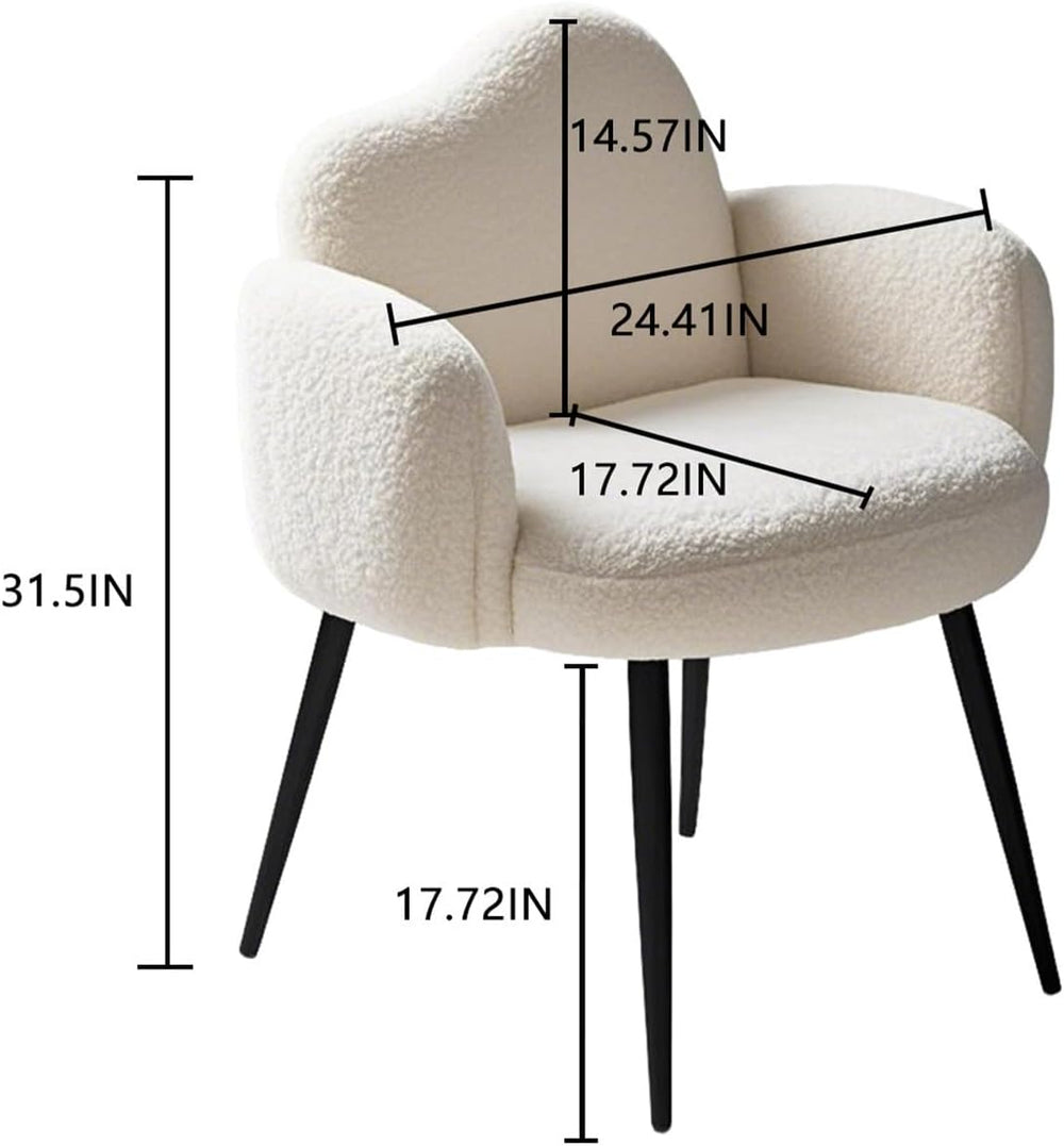 Modern Upholstered Vanity Chair with Arms, No Wheels Desk Chair, Soft Comfort...