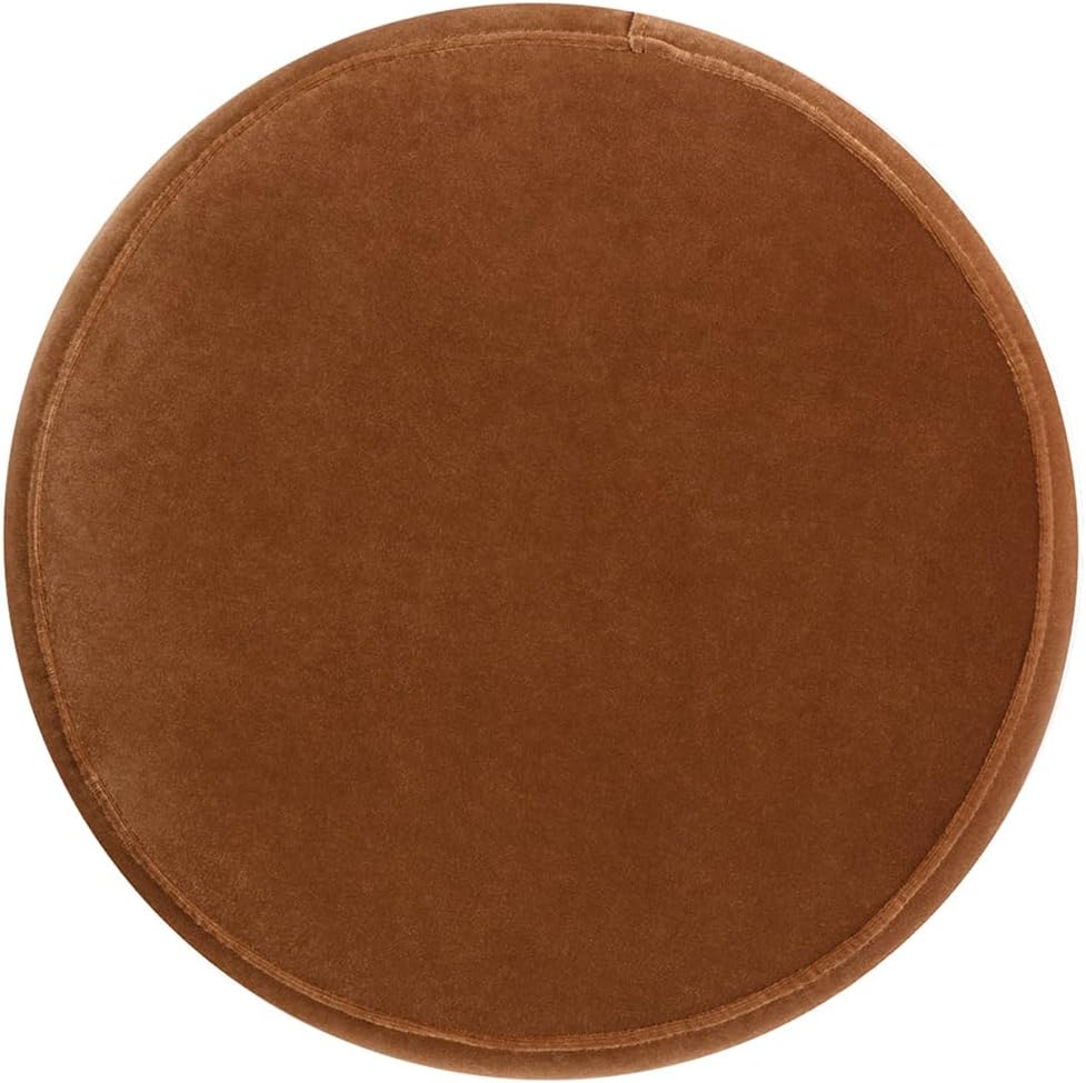 Edward Round Ottoman, Performance Velvet Ottoman, Burnt Orange Footrest with ...