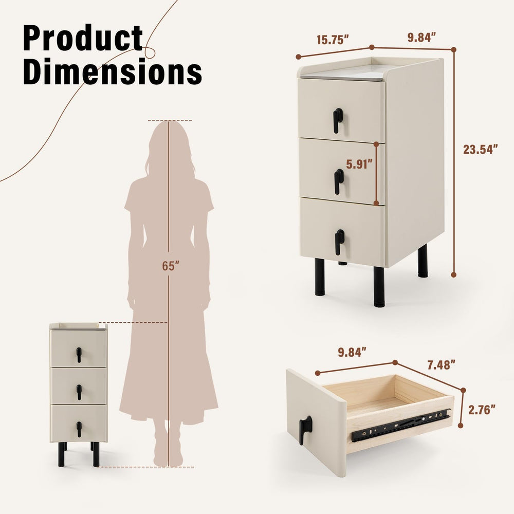 Homcosan Night Stand Small Size 9.84", Modern Minimalist Bedside Table w...