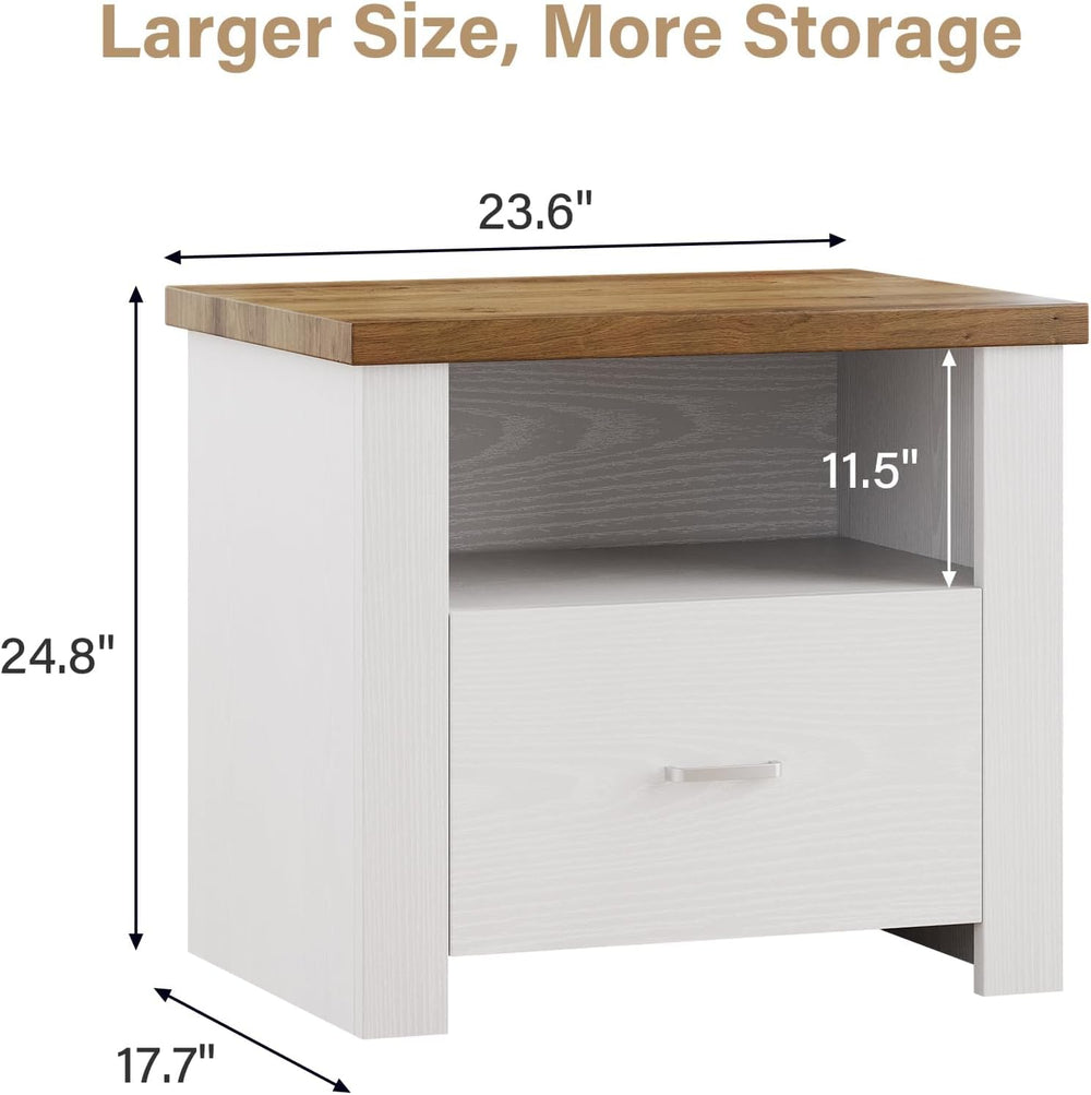 4ever2buy 23” Nightstand with Storage, Large Bedside Table End Table with Dra...