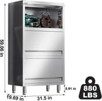 3-Tier Stainless Steel Storage Cabinet, Freestanding Commercial Kitchen Cabinet with Flip-up Doors, Heavy Duty Garage Storage Rack for Warehouse Shop, 19.69" D x 31.5" W x 59.06" H