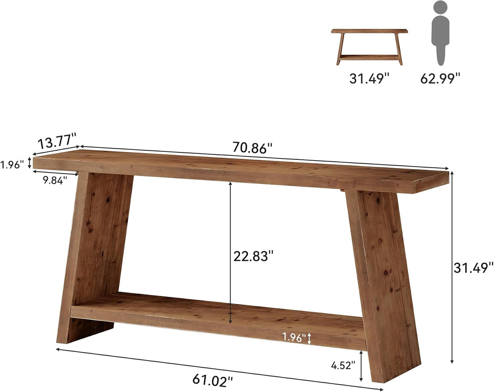 70.9'' Solid Wood Console Table, Narrow Long Sofa Table Behind Couch ...