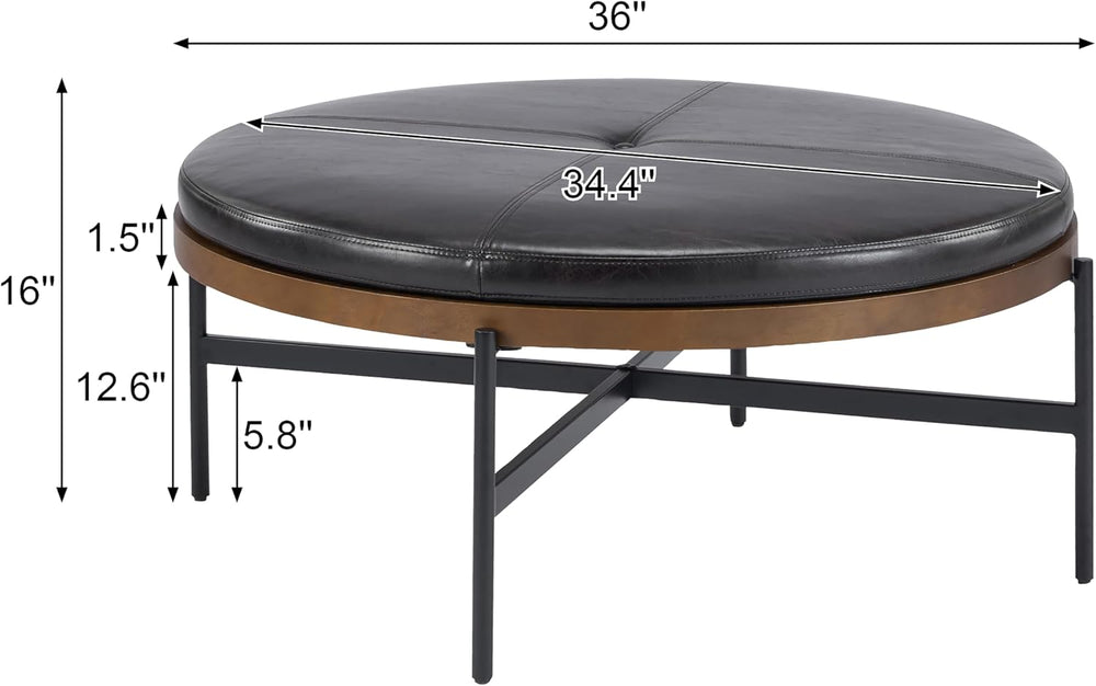 Christopher Knight Home Neapo Modern Round Ottoman Coffee Table, Faux Leather...