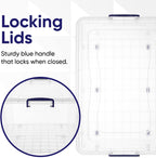 Superio Storage Bins with Lids- Clear Boxes for Organizing, Stackable Plastic Containers- BPA Free, Non-Toxic, Odor Free, Organizer for Home, Office, Dorm (6 Pack, 85 Qt (Wheeled))